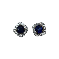 14K Yellow Gold Sapphire & Diamond Earrings 