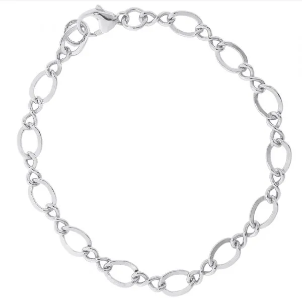 Sterling Figure Eight Link Charm Bracelet 