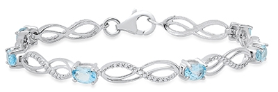 Sterling Blue Topaz & Diamond Infinity Bracelet 