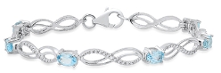 Sterling Blue Topaz & Diamond Infinity Bracelet 