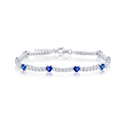 Sterling Heart &amp; CZ Tennis Bracelet 