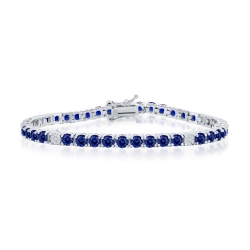 Sterling CZ &amp; Spinel Tennis Bracelet 