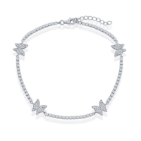 Sterling CZ Butterfly Anklet