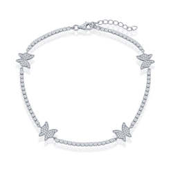 Sterling CZ Butterfly Anklet 