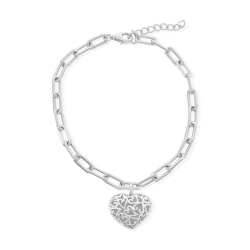 Sterling Paper Clip &amp; Heart Bracelet 
