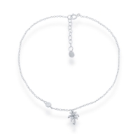 Sterling Palm Tree &amp; CZ Anklet
