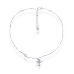 Sterling Palm Tree & CZ Anklet 