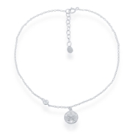 Sterling Sand Dollar &amp; CZ Anklet