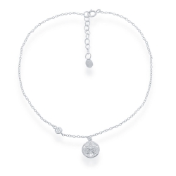Sterling Sand Dollar &amp; CZ Anklet 