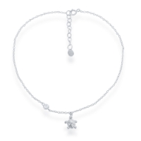 Sterling Sea Turtle &amp; CZ Anklet