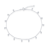 Sterling Bezel-Set CZ Charm Anklet