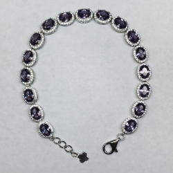 Sterling Lab Alexandrite & CZ Bracelet 