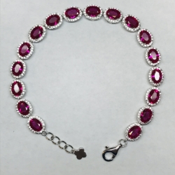 Sterling Lab Ruby & CZ Bracelet 
