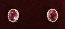 Oval Ruby & Diamond Halo Earrings 