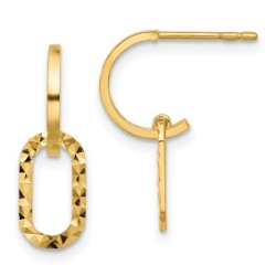 14k Diamond Cut Hoop Drop Earrings 