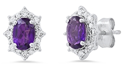 Ladies Amethyst & Diamond Earrings 