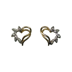 14k Two-Tone Heart Earrings 