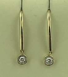 10K Yellow Gold .10CTW Lab Dangle Earrings 