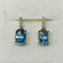 Blue Topaz & Diamond Earrings 