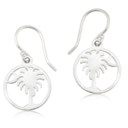 Round Palmetto Tree & Moon Earrings 