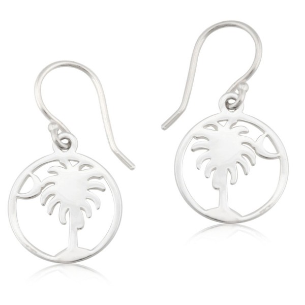 Round Palmetto Tree and Moon Earrings 