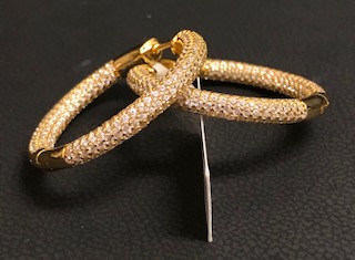 Sterling Swarovsky In and Out Hoop Earrings 