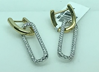 2-Tone Paperclip Drop Earrings 