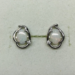 Sterling Opal & CZ Earrings 