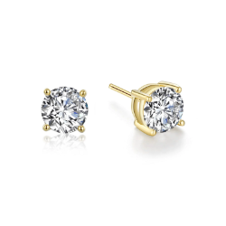 Sterling Gold Plated Stud Earrings 2.50ctw 