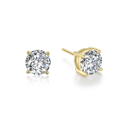 Sterling Gold Plated Stud Earrings 2ctw 