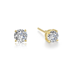 Sterling Gold Plated Stud Earrings 1.5ctw 