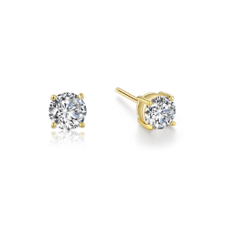 Sterling Gold Plated Stud Earrings 1ctw 