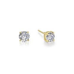 Sterling Gold Plated Stud Earrings .5ctw 