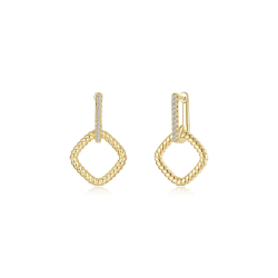 Sterling Gold Plated Cable Link Earrings 