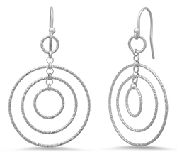 Sterling Circle Dangle Earrings 