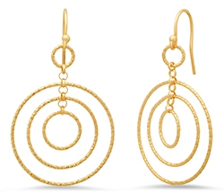 Sterling Gold Plate Circle Dangle Earrings 