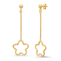 Sterling Gold Plate Star Dangle Earrings 