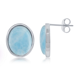Sterling Silver Premium Larimar Earrings 