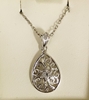 10k White Gold Pendant w/ Diamond Center Necklace 