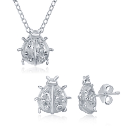 Lady Bug Necklace &amp; Earring Set 