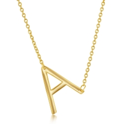 Sterling Gold Plate A Initial Necklace 
