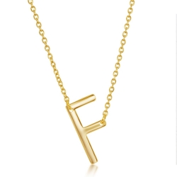 Sterling Gold Plate F Initial Necklace 