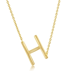 Sterling Gold Plate H Initial Necklace 
