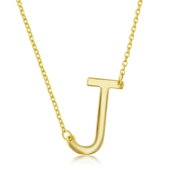 Sterling Gold Plate J Initial Necklace 