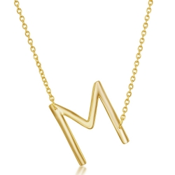 Sterling Gold Plate M Initial Necklace 