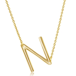 Sterling Gold Plate N Initial Necklace 