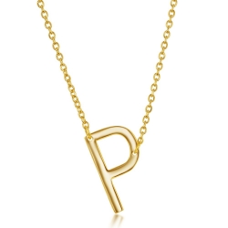 Sterling Gold Plate P Initial Necklace 
