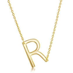 Sterling Gold Plate R Initial Necklace 