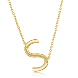 Sterling Gold Plate S Initial Necklace 