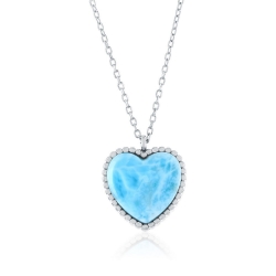 Sterling Silver Heart Larimar Necklace 